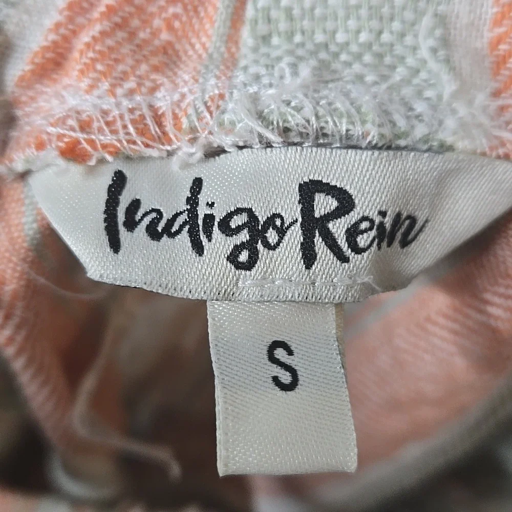 Indigo Rein Linen Blend High Waisted Striped Shorts Drawstring Comfort‎ Timeless